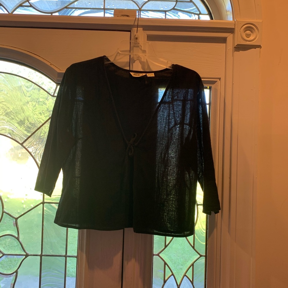 Eddie Bauer cover-up/tie front shirt
